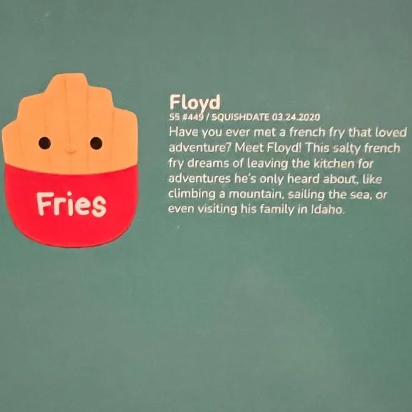 🌸 2/$18 or 3/$25 🌸 NWOT Floyd the Fries Squishmallow 5in - Picture 5 of 5